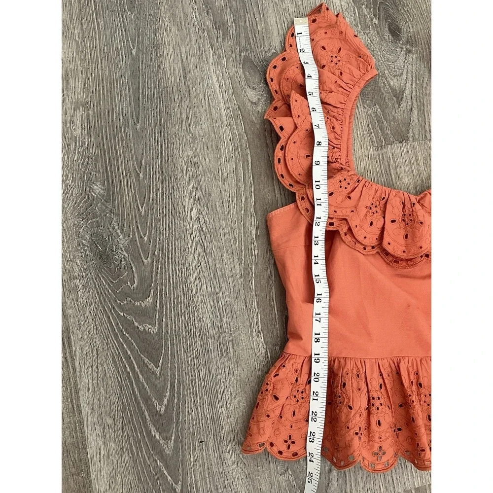 Women’s Rust Eyelet Ruffle Off-Shoulder Top - Picture 4 of 7